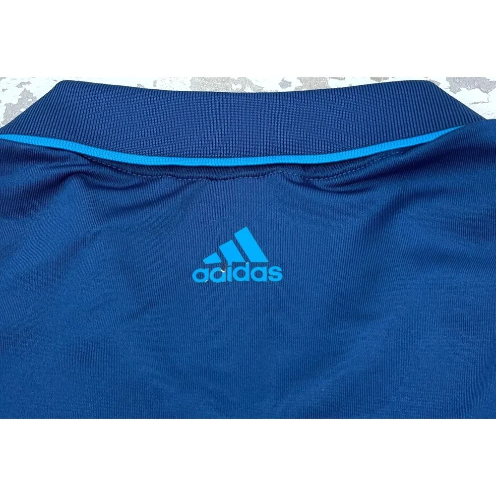Adidas Polo Shirt Men XL Blue Performance‎ Pure Motion Clima Cool Golf Spotted